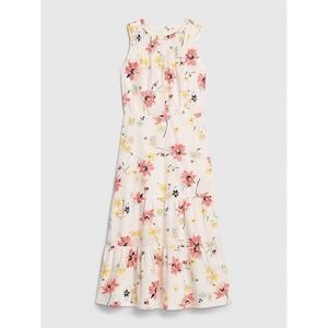 GAP Floral Sleeveless Tiered Maxi Sundress White Pink and Red Womens Size 8 Tall